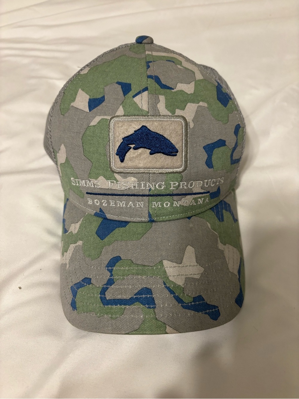 Simms Green Gray Blue Camo Fishing Hat